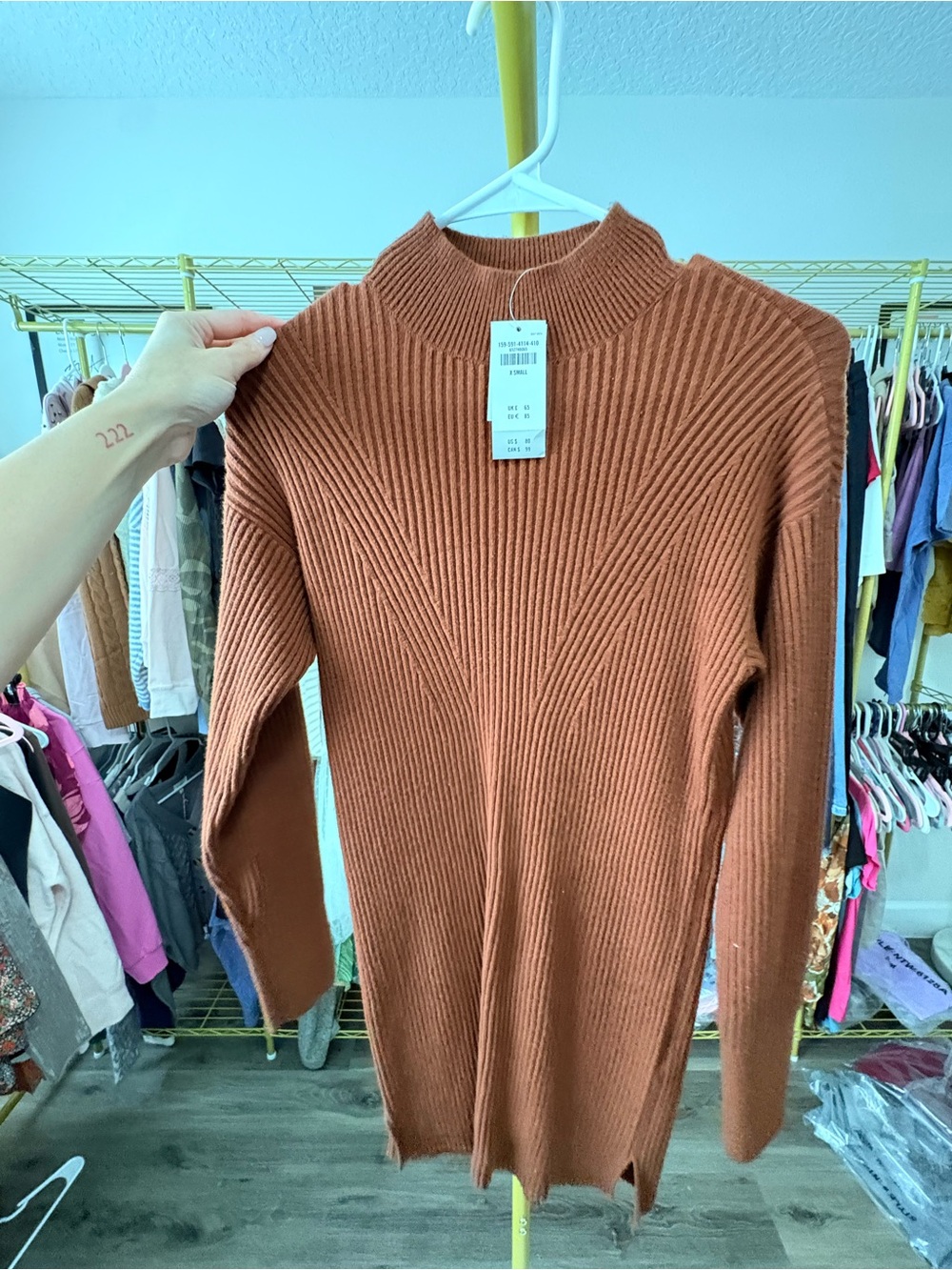 Abercrombie & Fitch Ribbed Turtleneck Dress - Rust